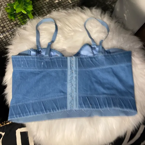 Papaya Blue Rhinestone Embellished Crop Top - Image 10