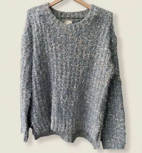 Hem & Thread size soft boxy multi colored fluffy sweater. - Image 2