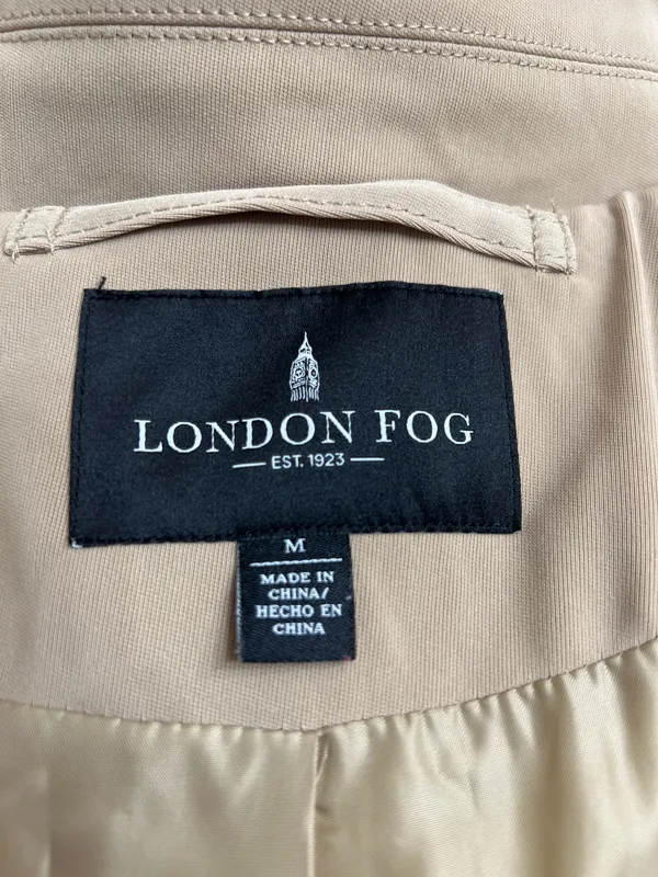 London Fog Beige Trench Coat with Metal Toggle Closures - Image 5