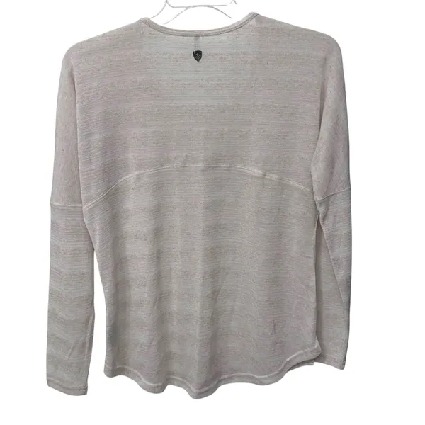 Kuhl Womens Sylvie Long Sleeve Top‎ Sz L Lightweight Tan Outdoor Stripe Neutral - Image 4