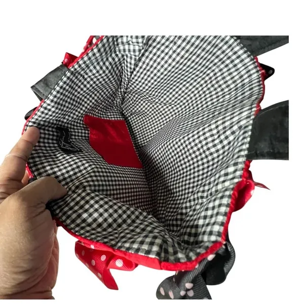 La Shea Georgia Bulldogs UGA Red Bow Gingham Lined Tote Bag Handbag NCAA - Image 6