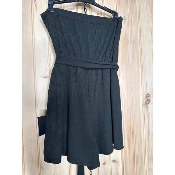 NWT Lulus Leisurely Moments Black Ribbed Knit Strapless Lounge Romper Casual M - Image 6