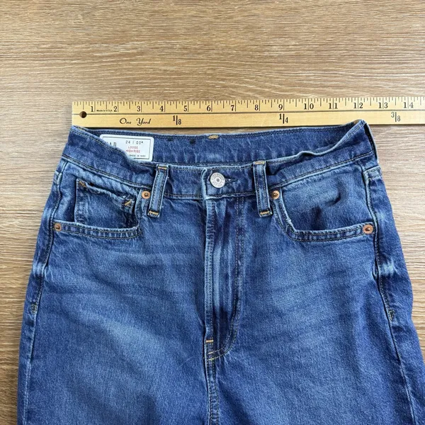 GAP Loose High Rise Jeans Womens 24 00R Blue Medium Wash Straight Leg Stretch - Image 7