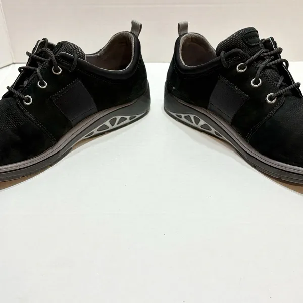 Aravon Shoes Womens 10D Pyper Plain Toe Sneakers Black Leather Lace Up Comfort - Image 8