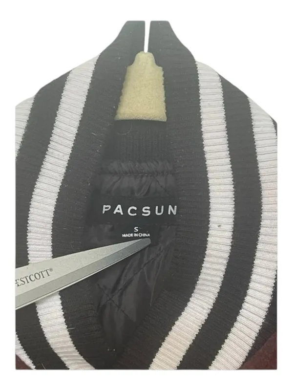 PacSun ࿊ DFW Varsity Patchwork Faux Leather Jacket ࿊ Burgundy ࿊ Men S ࿊ Women M - Image 7