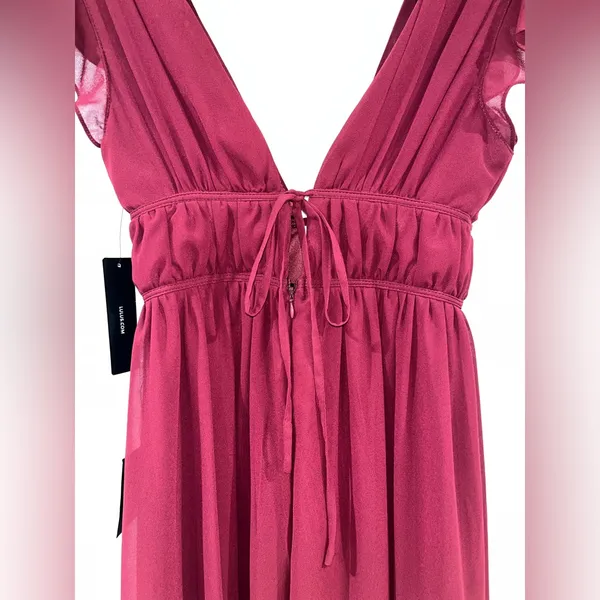 NWT Lulus I’m All Yours Burgundy Ruffle Maxi Dress - Image 13