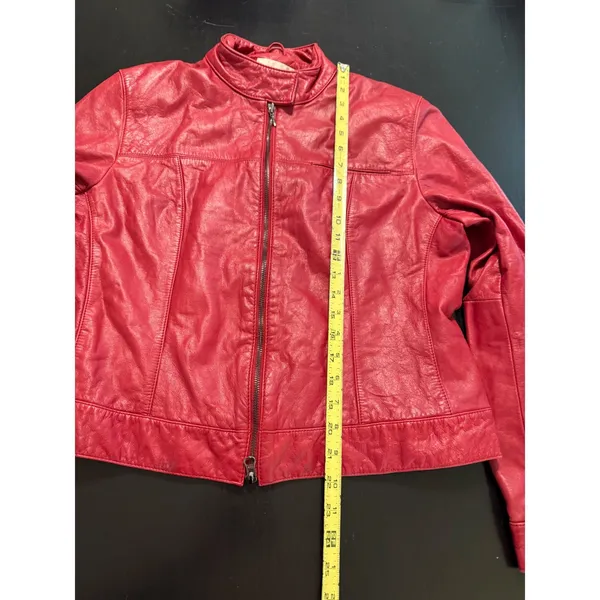 Vintage Paradox Red Genuine Leather Moto‎ Jacket Full Zip Size 16 RN 41488 - Image 2