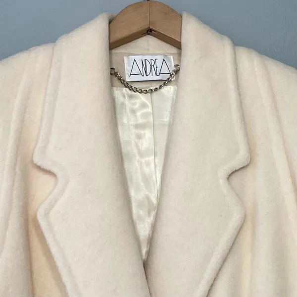 Worumbo Size 8 Ivory Wool Trench Pea Coat Double Breasted Union Made Old Money - Image 4
