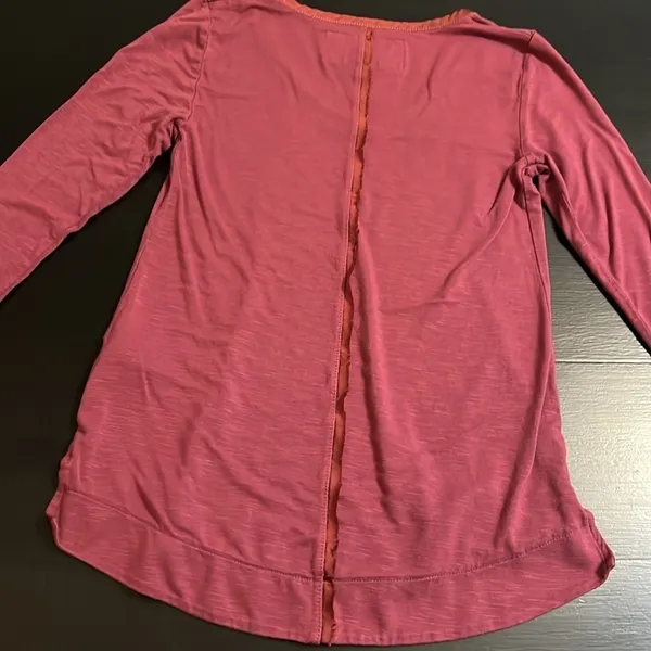 Anthropologie Pure + Good Satin‎ Trim Long Sleeve Top Pink XXSP - Image 5