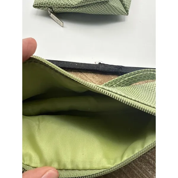 Green Snakeskin Embossed Cosmetic Bag Set Faux Leather Makeup Pouches 2 Piece - Image 10