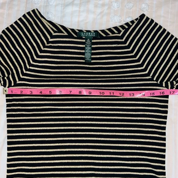 Ralph Lauren Size M Striped Squared Boatneck Long Sleeve Top - Image 10