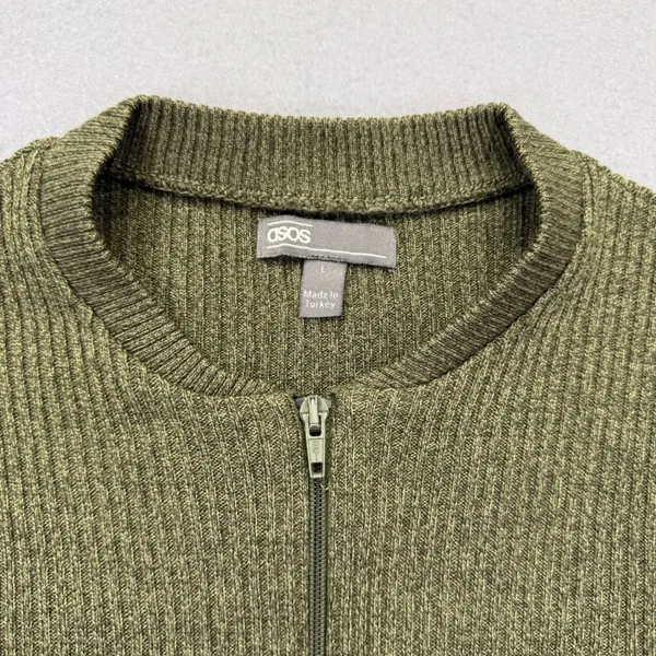 ASOS Womens Olive Green Ribbed‎ Full Zip Cardigan Sweater Size L - Image 2