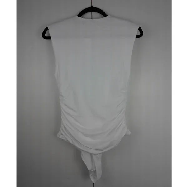 LOFT Versa White Square Neck Ruched Sleeveless Bodysuit L NWT‎ Clean Girl Base - Image 2