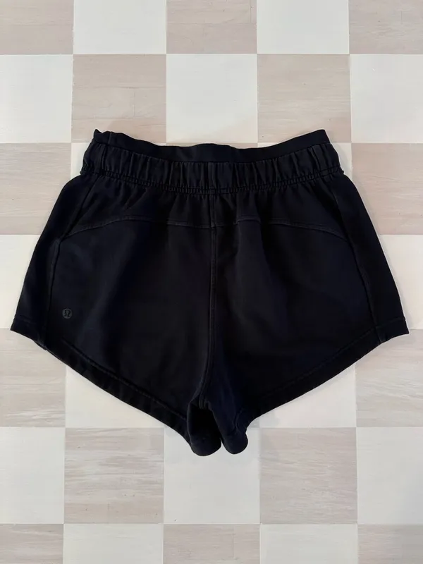 lululemon inner glow short 3” french terry cotton black W7BDRS 4 - Image 3