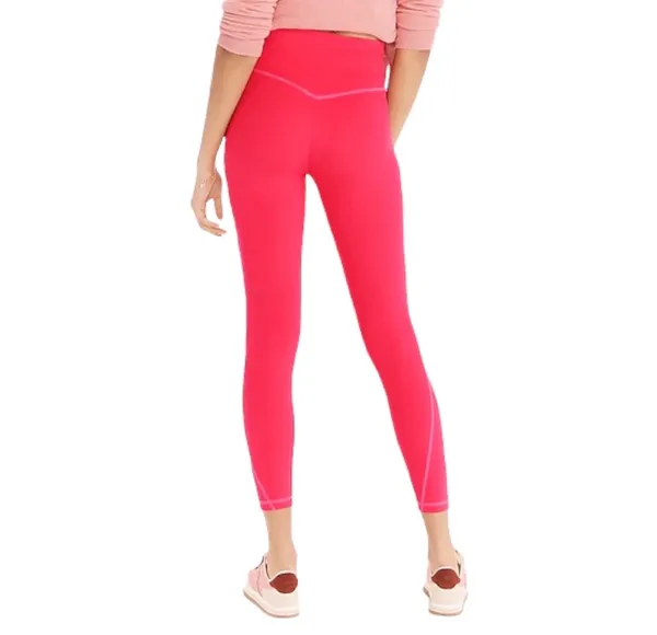 J. Crew High Rise Hot Pink Hibiscus Cloud Stretch Gym Leggings Size Large - Image 3