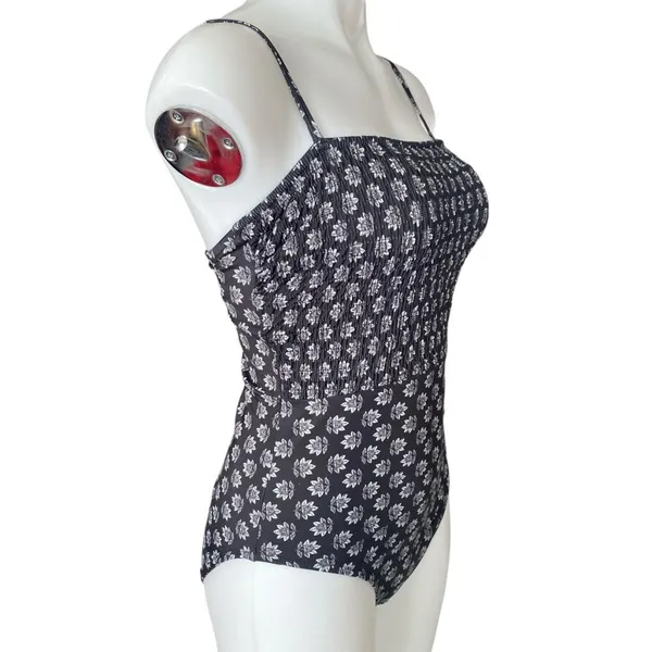 Old Navy black floral one piece swimsuit adjustable straps summer swimwear - Image 2