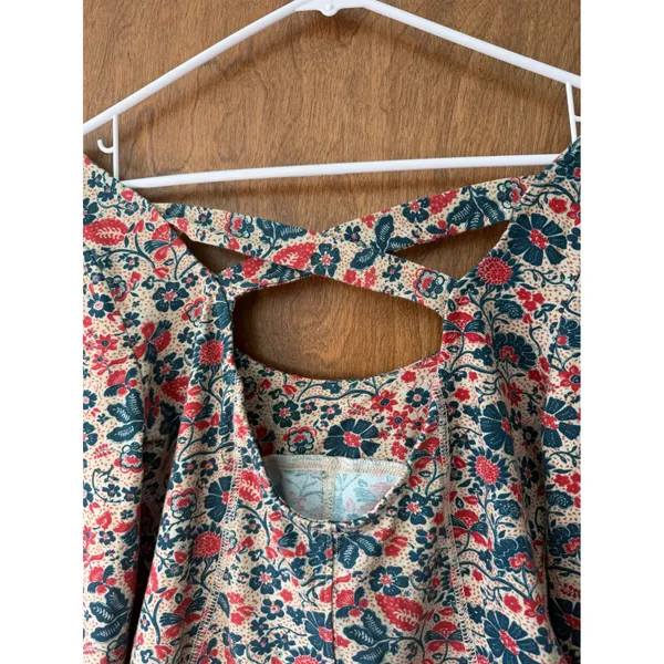 Free People sz M Ruffle Paisley Melanie Scoop Top Blouse Boho Feminine Cottage - Image 11