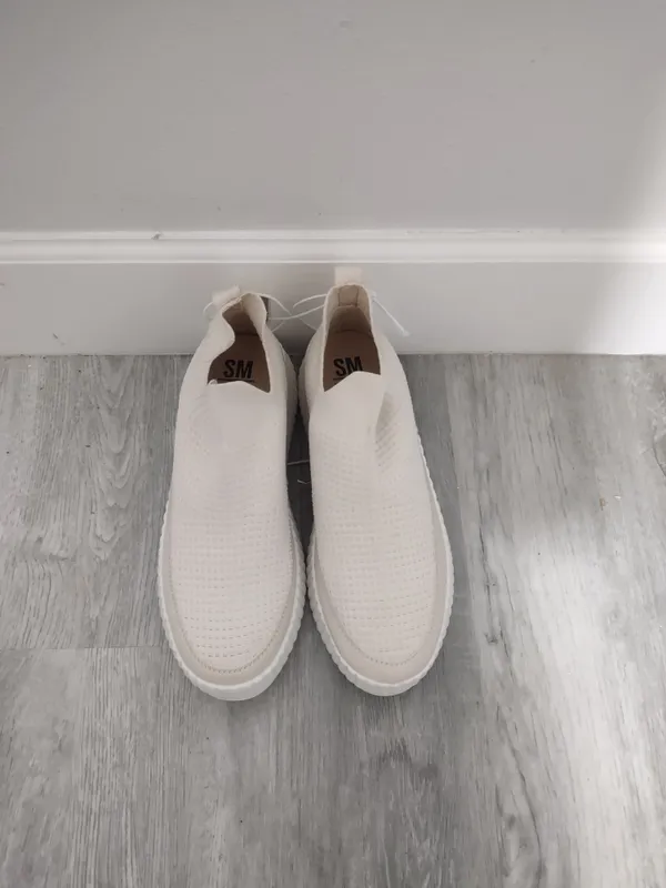 Steve Madden Samhara In Katie Cream Knit Slip-On Platform Sneakers 9.5 - Image 5