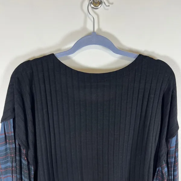 Maurices Womens XXL Black Ribbed‎ Plaid Mixed Media Babydoll Top NWT Grunge - Image 9