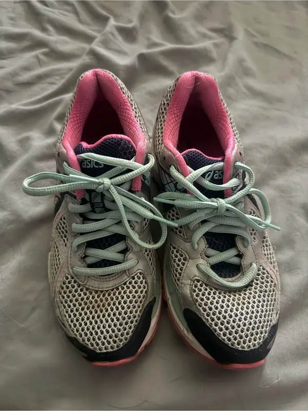 ASICS Women's Gray, Pink & Mint Lace-Up Running Shoes - Image 5