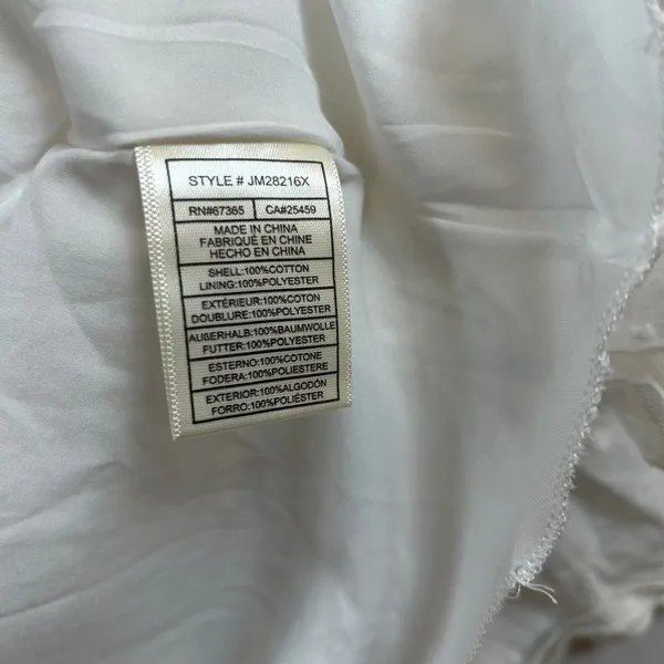 Betsey Johnson White Swiss Dot Midi Dress Smocked Waist Tiered Ruffle Milkmaid M - Image 4