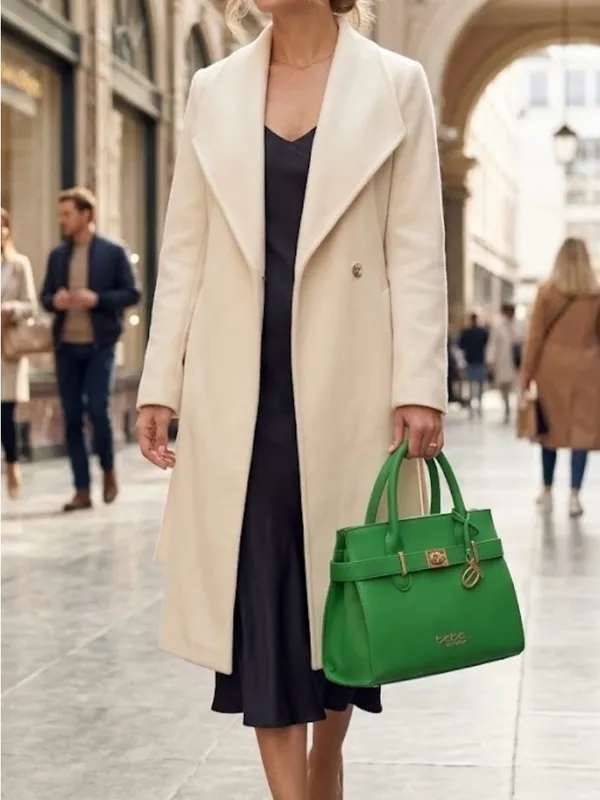 bebe Green Structured Satchel with Gold Hardware - Image 6