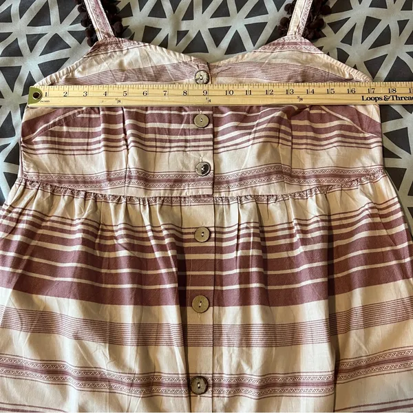 Indya Earthen Striped‎ Cotton Button Down Maxi Dress Boho NWT Size M Red Size M - Image 12