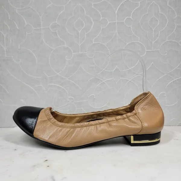 Nurture Luxford Ballet Flat Shoes Womens 7.5 Tan Black Leather Slip On Round Toe - Image 7