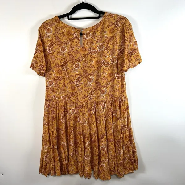 PATRONS OF PEACE‎ Bohemian Tiered Mini Dress Paisley Floral Small Fall boho - Image 8