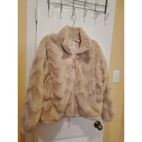 Urban Outfitters Light Pink Teddy Bear Zip Up Sherpa Fleece Women Size L Jacket - Image 4