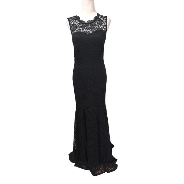 Miusol Lace Maxi Dress Womens S Black Mermaid Evening Gown Formal Prom‎ Wedding - Image 2