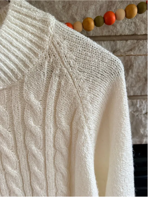 Women's Karen Scott Cable Knit Turtleneck Sweater White Size L - Image 4