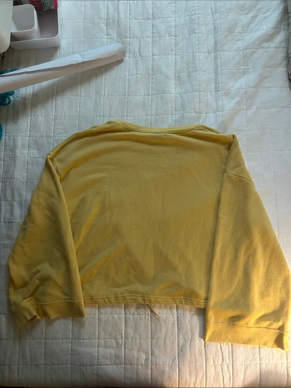 Amuse Society Yellow Cropped Drawstring Sweatshirt - Image 4