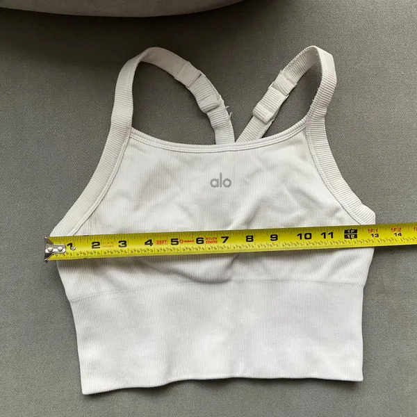 Alo Yoga Seamless Ribbed Favorite Bra Tank White S - Image 3