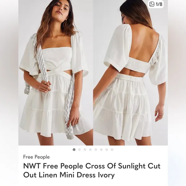 Free People White Cut-Out Mini Dress - Image 2