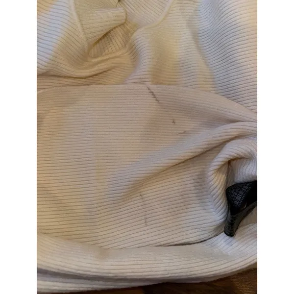 Zara Knit Sweater Womens‎ Medium Cream Good Batwing Mock Neck Ribbed Pullover - Image 4