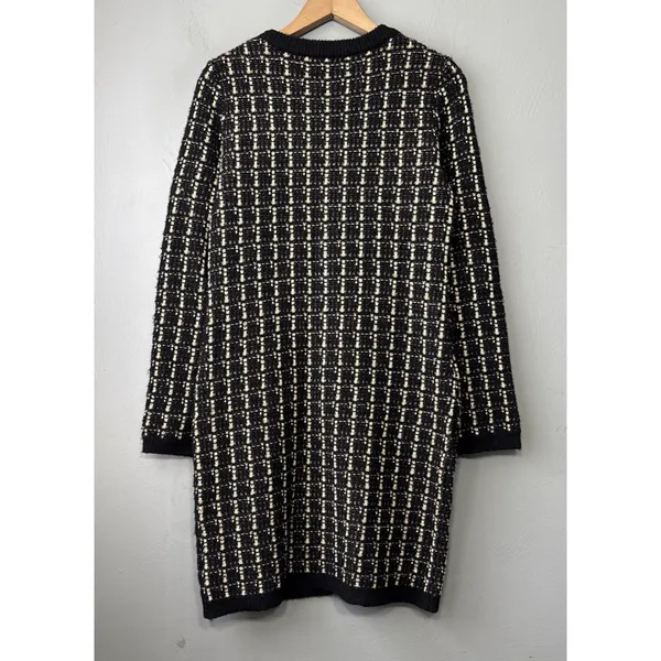 Tahari Sweater Dress Size Small Black Gold Wool Blend Academia Preppy Classic - Image 4