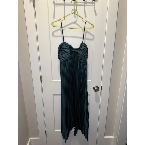 Petal and Pup Vikki Green Emerald Pleated Elegant Dress Adjustable Straps US 12 - Image 3