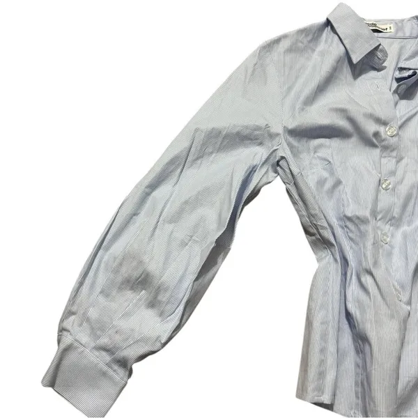 Mode Mischief Oversized Cinch Shirt Striped Cotton‎ Button Down XS Long Sleeve - Image 15