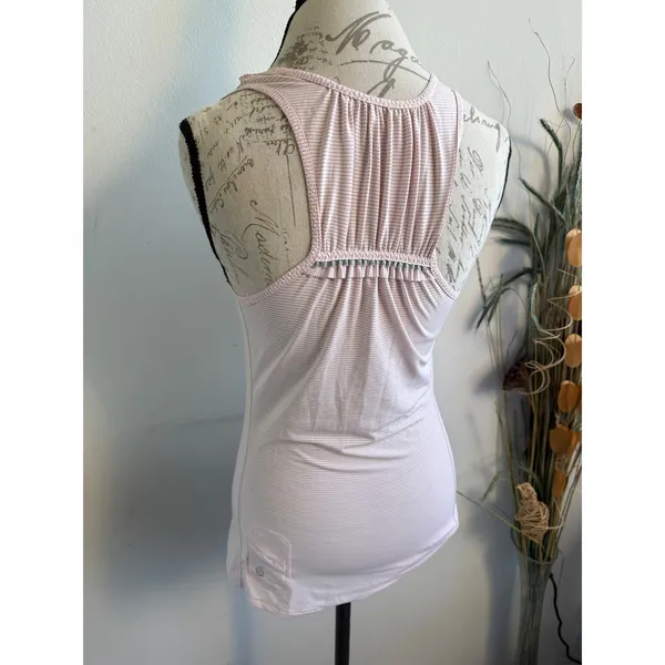 Lululemon Pink Striped Ruffle Neck Racerback Tank Top Size 4 Mandala‎ Print - Image 5