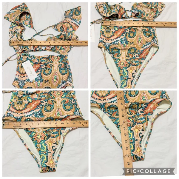 Cleobella Harlow One Piece Swimsuit Las‎ Palmas Paisley Ruffle Size Medium- NWT - Image 12