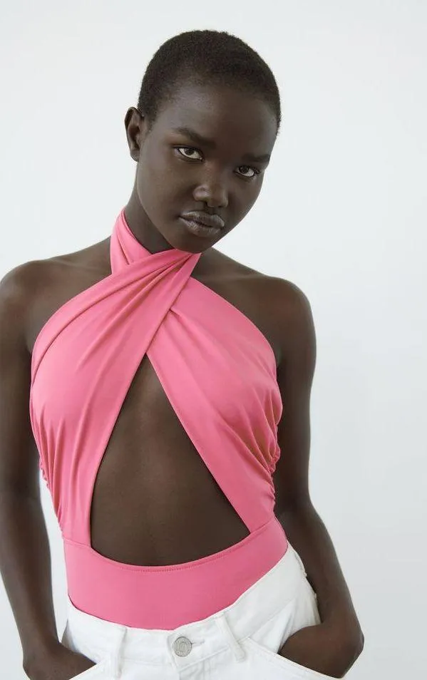 ZARA NWT Cut out Pink bodysuit. Size medium. - Image 5