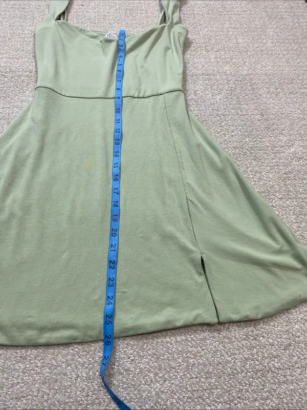 Oh Polly Light Green Square Neck Mini Dress Size Us6 92% Modal 8% Elastane - Image 11