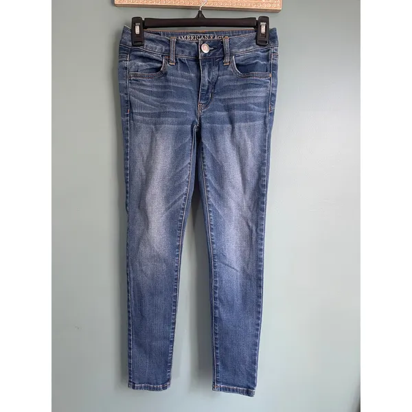 American Eagle Outfitters Dark Wash Dark Blue Denim Jeans Jeggings 0 SHORT - Image 2