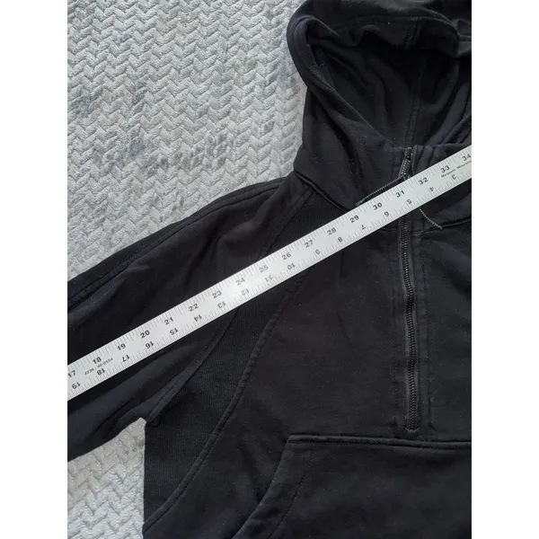 Lululemon Women's Scuba Hoodie Black 1/2 Zip Cropped Thumbholes Sz 4 - Image 5