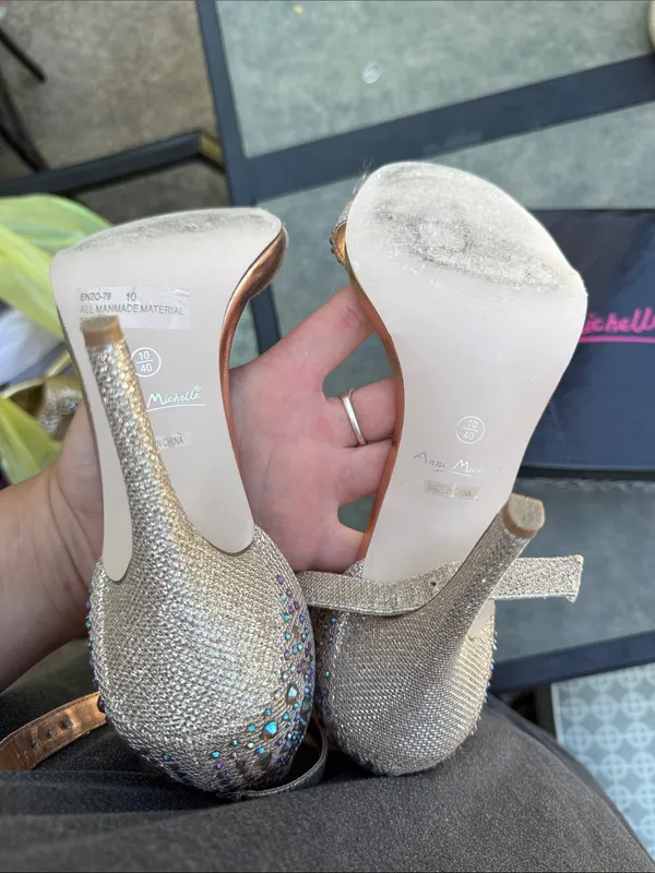 Anne Michelle Rhinestone Strappy High Heel Sandals in Rose Gold - Image 7