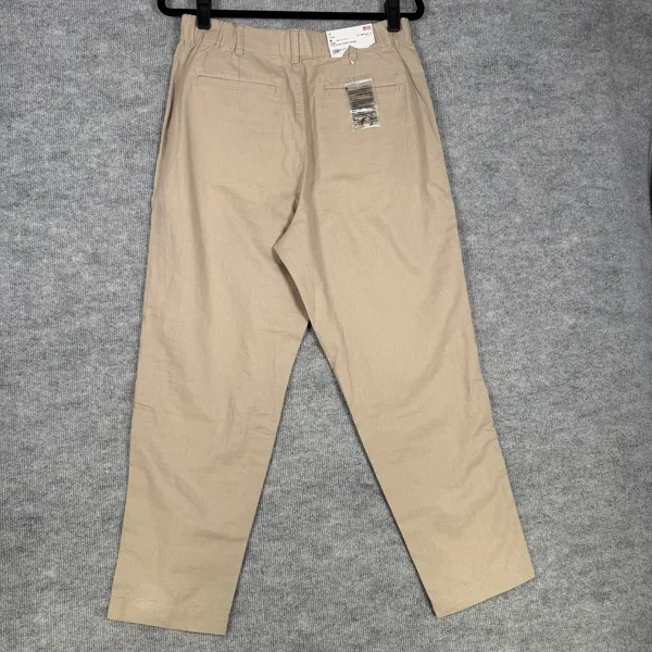 Uniqlo Size-M Womens Tapered Trousers Pants Linen Cotton Slash Pocket - Image 2