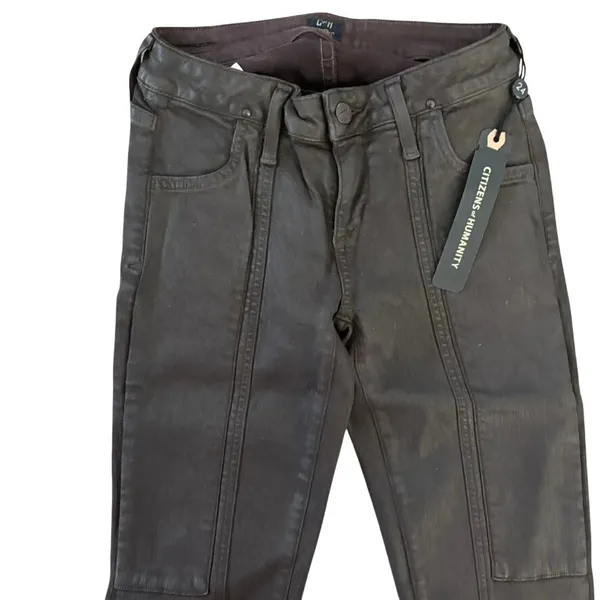 NWT Citizens of Humanity Logan Moto Pants Sz 24 Brown Low Rise Skinny‎ Grunge - Image 2
