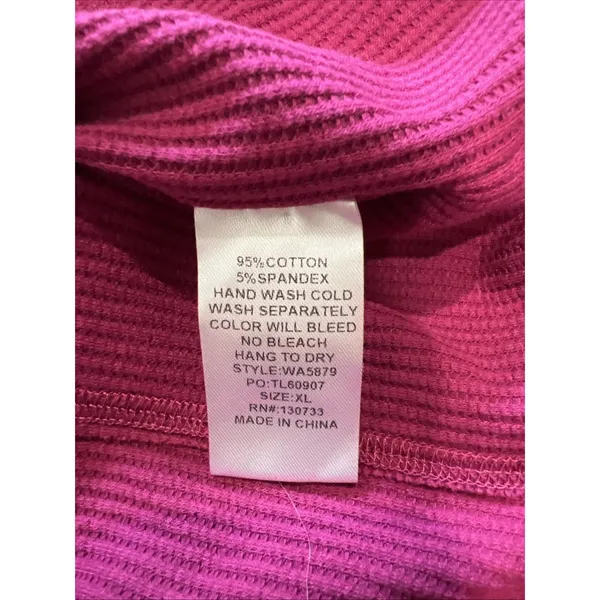 Umgee Fuchsia Pink Textured Henley Shirt Casual Boho Cotton Thermal - Image 7