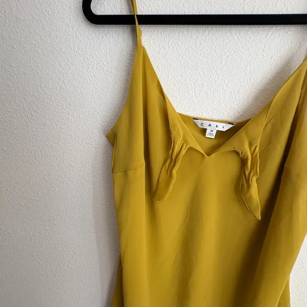 Cabi Mustard Yellow Double‎ Layer Chiffon Camisole Tie Front Tank Top M - Image 4
